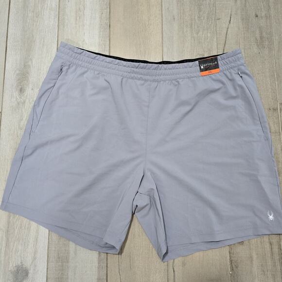 Spyder Other - NEW Spyder Active Mens XXL Gray Performance Shorts Elastic Waistband Zipper